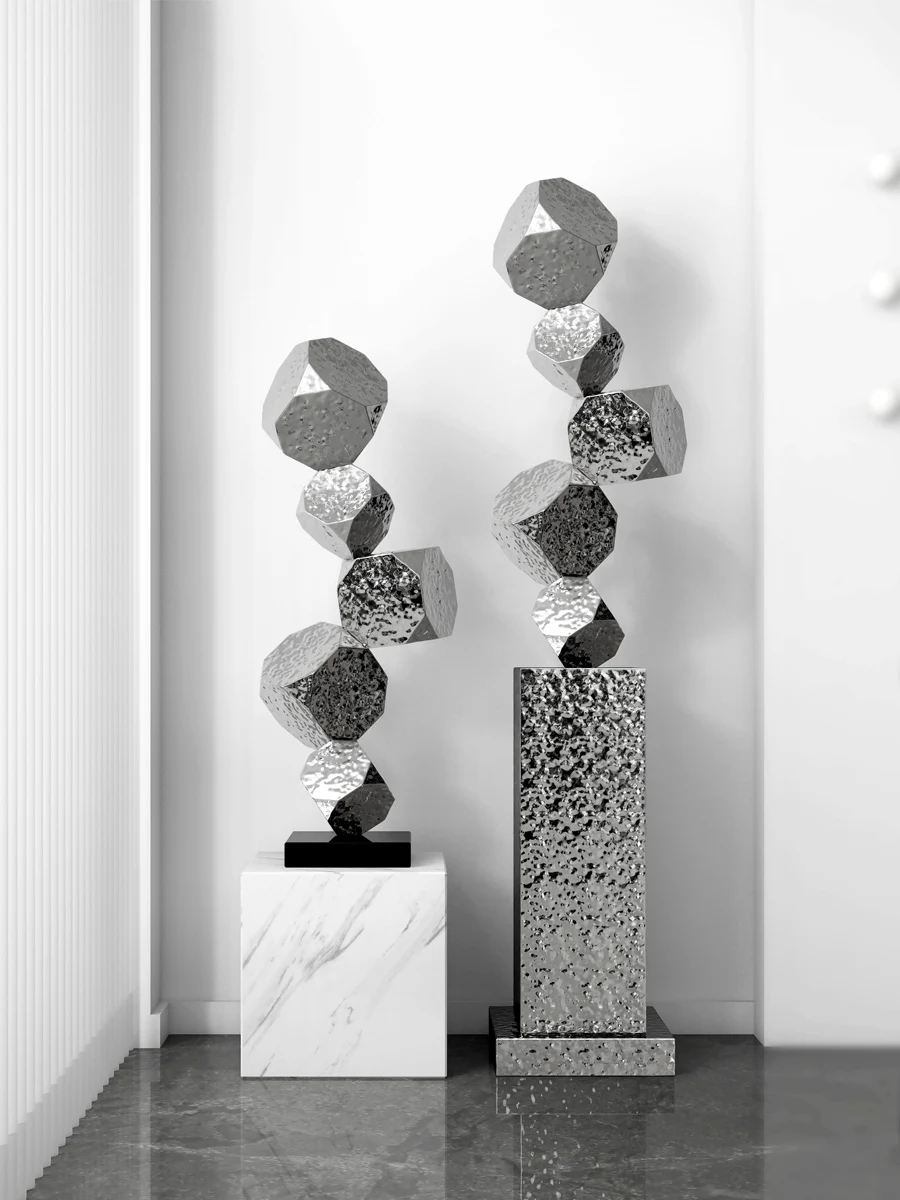 

Light luxury stainless steel large floor-to-ceiling sculpture hotel model room modern living room entrance decoration high-end s