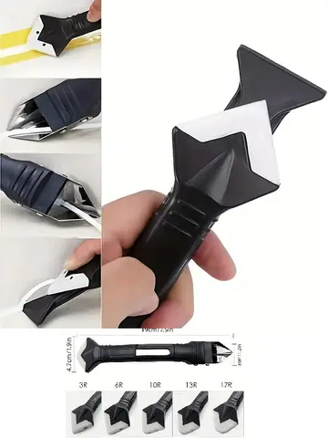 5 in 1 Metal Head Shovel Glue Tool Kit: Silicone Spatula, Caulk Remover, Grout Removal, Sealant Finishing & Corner Scrap