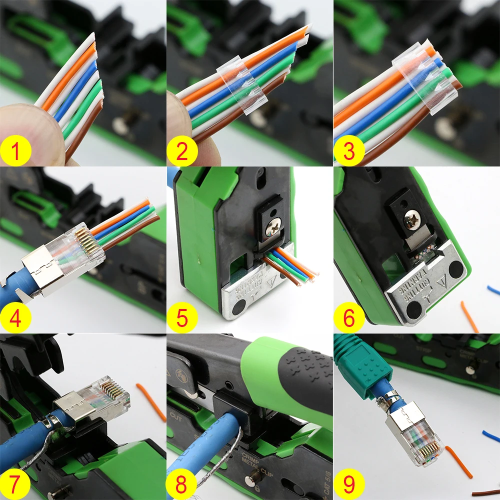 Imagem -06 - Fio Stripping e Corte Crimping Alicadores Grupo Rj45 Crimper Clamp Kit de Ferramentas de Rede Rg45 Cat5 Cat6 Cat6a Cat7 Cat8 Novo