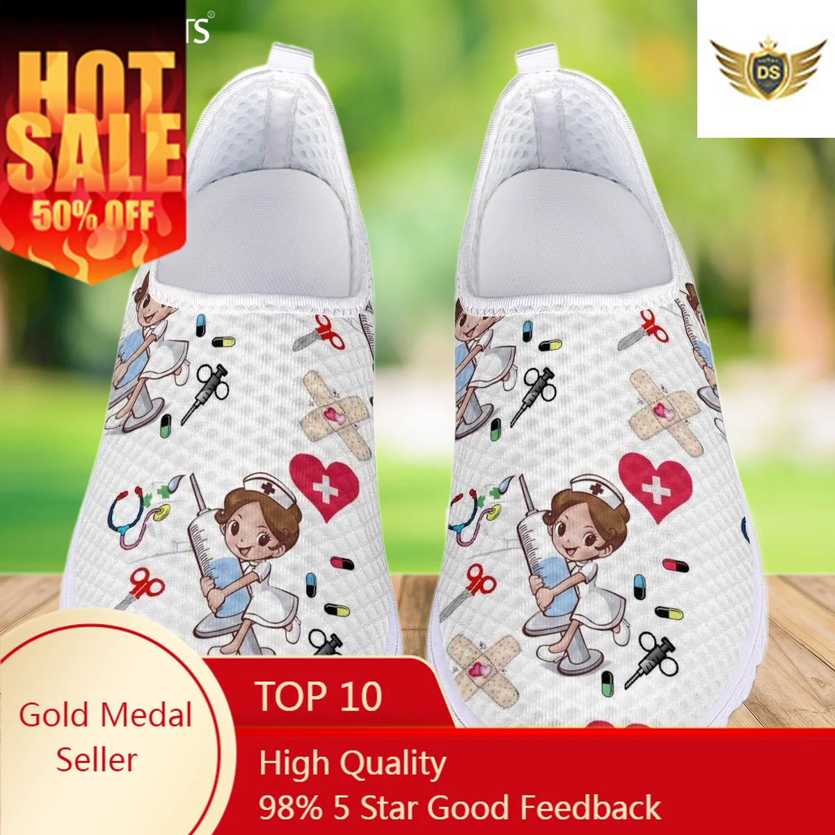 

Nurse Shoes Summer Flats Women Shoes Mesh Sneakers Shoe Woman Cartoon Doctor Hospital Skech Print Zapatos De Mujer