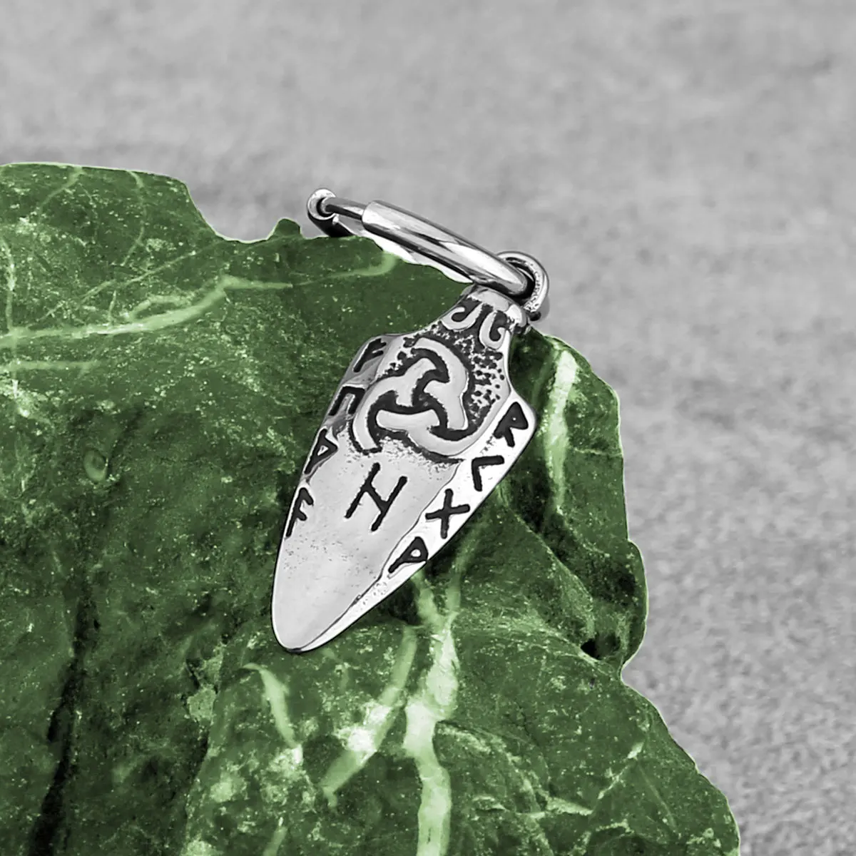 Viking Stainless Steel Rune Arrow Drop Earrings Men Women Nordic Spear Amulet Jewelry Vintage Party Club Ring Gift for Boyfriend