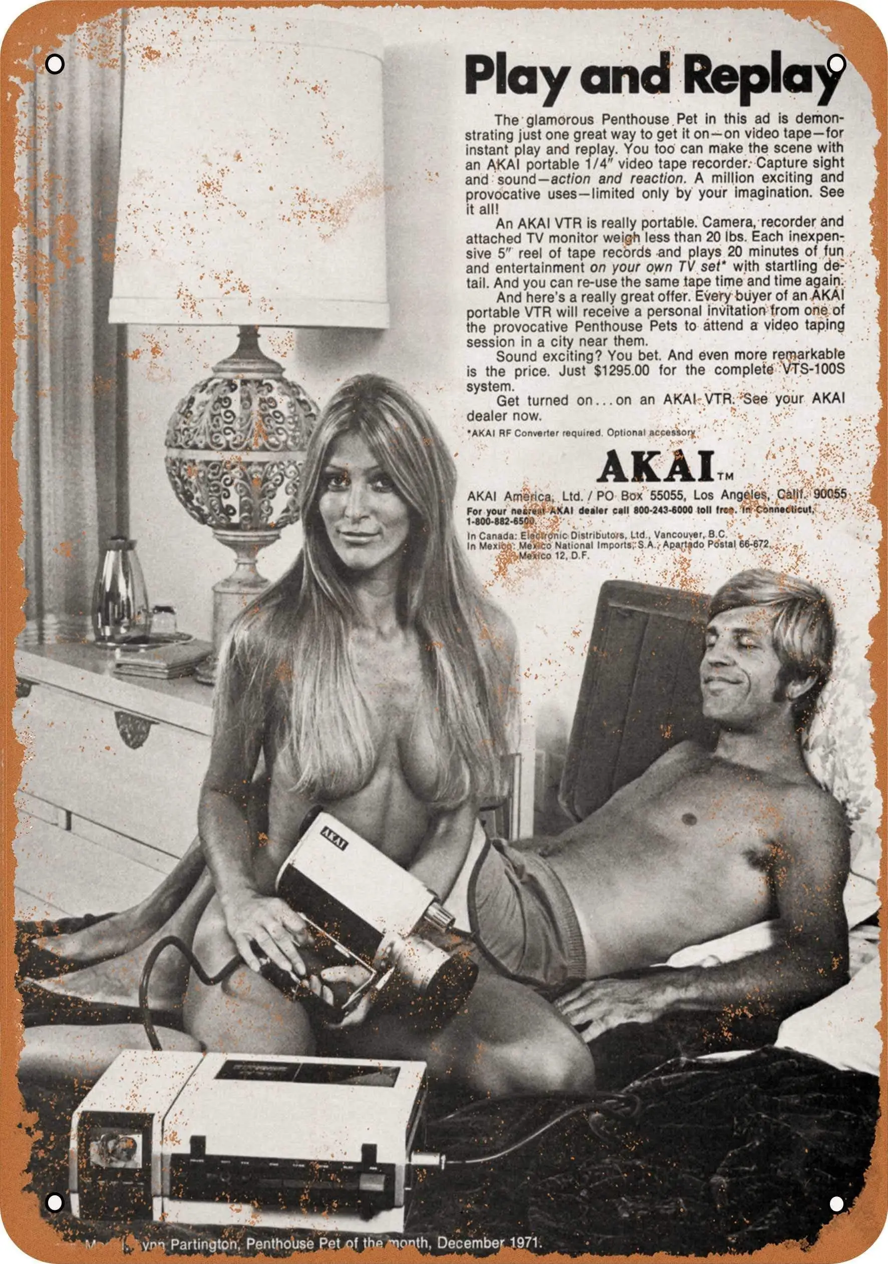 1p, 1972 Akai VTR Recorder Play and Retro Street Sign Household Metal Tin Sign Bar Cafe Car Motorcycle Garage Decoration Supplie