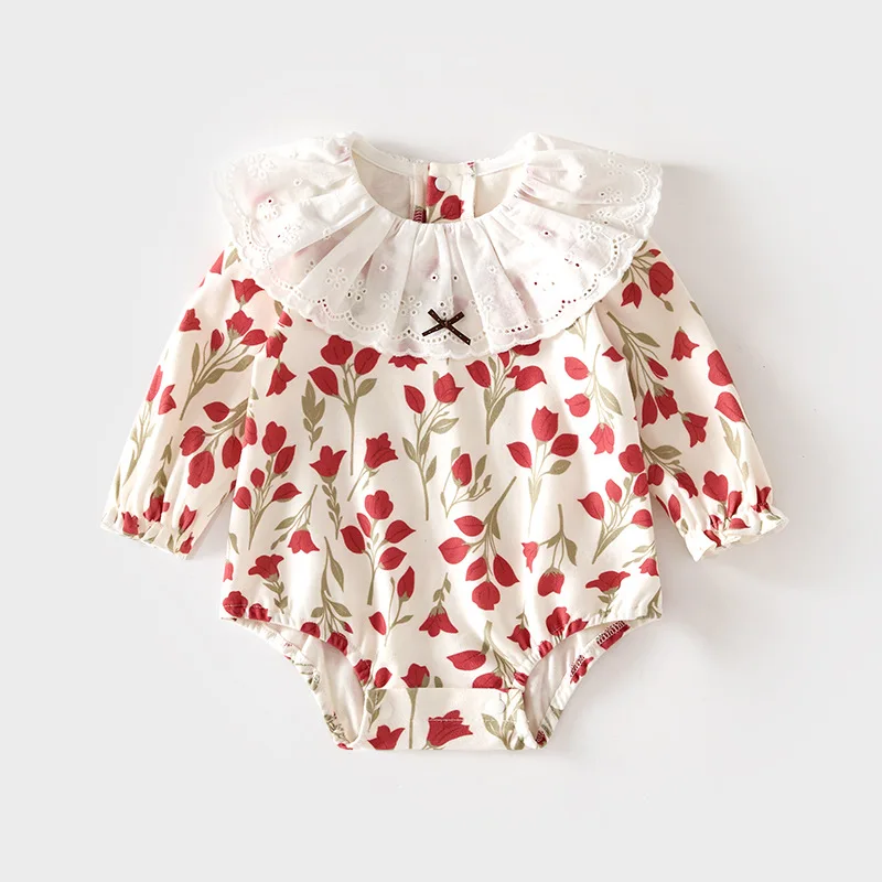 Baby Rompers Spring and Autumn Baby Triangle Rompers Cotton Newborn Long-Sleeved Jumpsuit Boneless Class a Romper