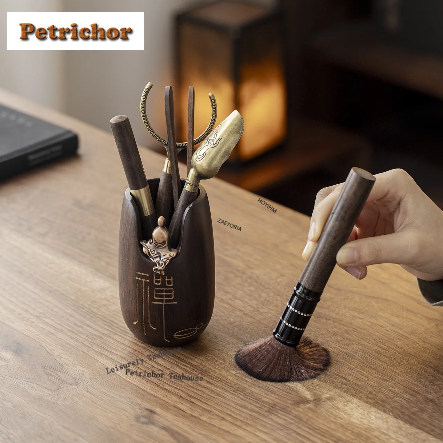 Ebony Wood Tea Six Gentlemen Retro Bamboo Tea Leaf Sticks Spoon Tea Tool Set Teaware Utensils Teaset Equipment Ornaments Craft