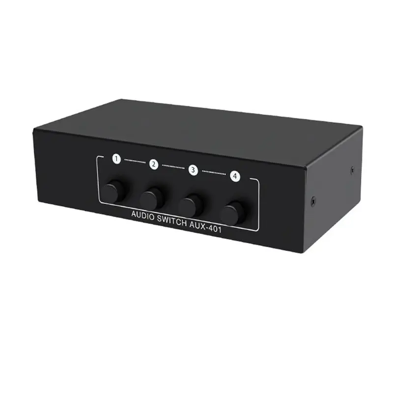RCA AUX Audio Switcher 4 In 1 Out Stereo Audio Selector 4X1 3.5Mm Aux L/R RCA Audio Switch Box Analog Audio Selector, B Durable