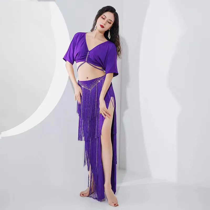 New belly dance hot drill nappa suit uniforme professionale da donna di fascia alta per spettacoli di danza orientale