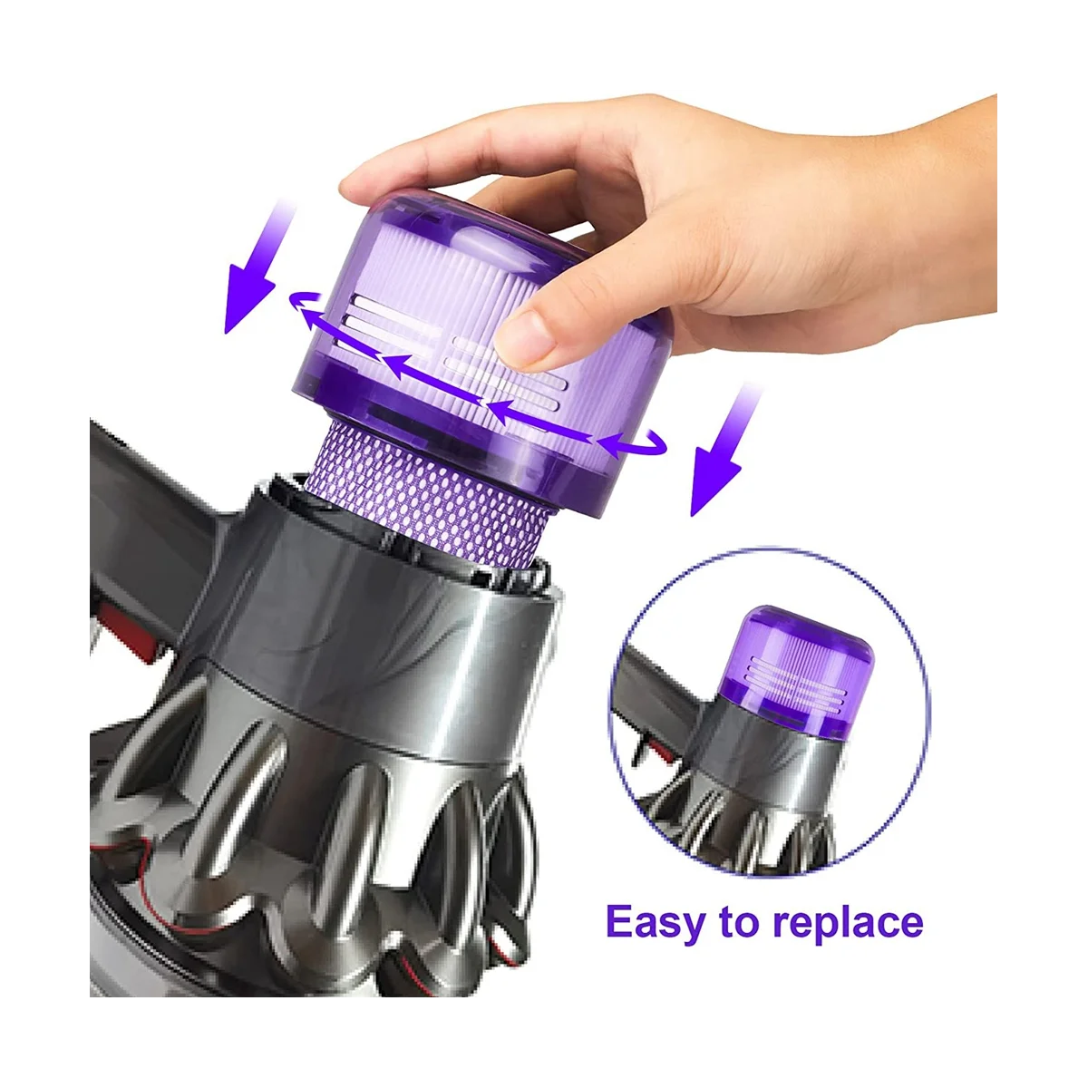 Filterersatz für V12 Detect Slim Akku-Staubsauger und V12 Slim Staubsauger, Vergleich mit Teil 971517 -01