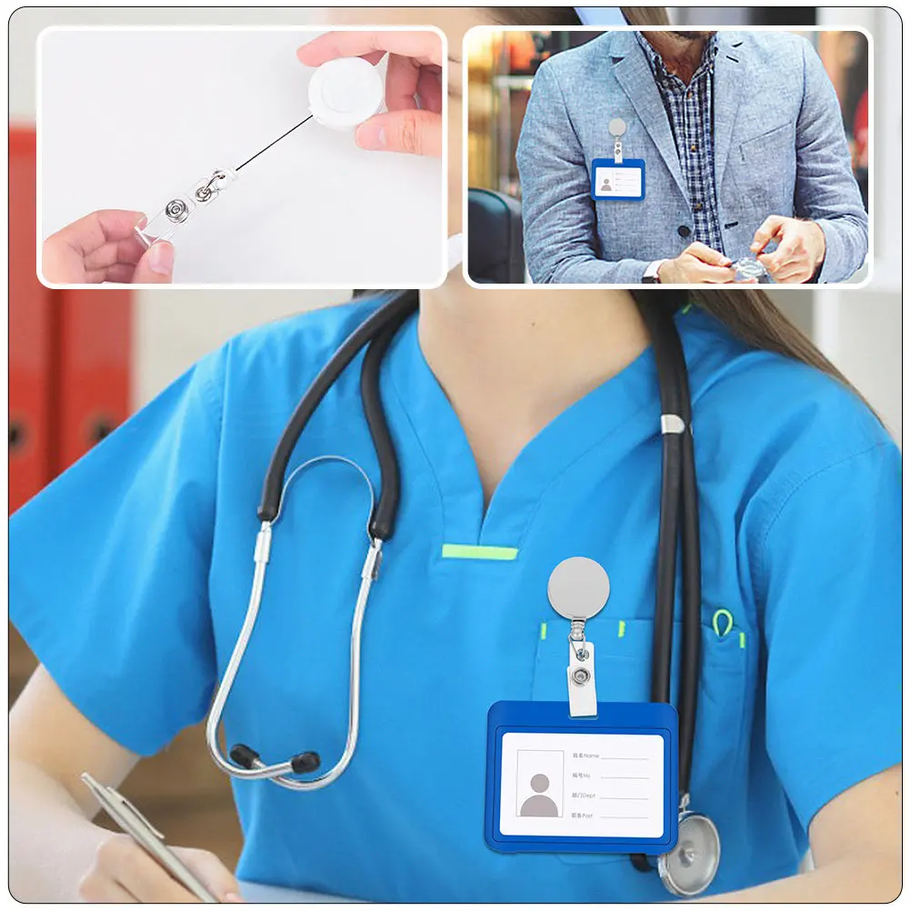 

8Pcs Retractable Badge Reel Small Portable Secure Clip for Id Cards Name Tags Nurses Doctors Workplace Badge Holders Business