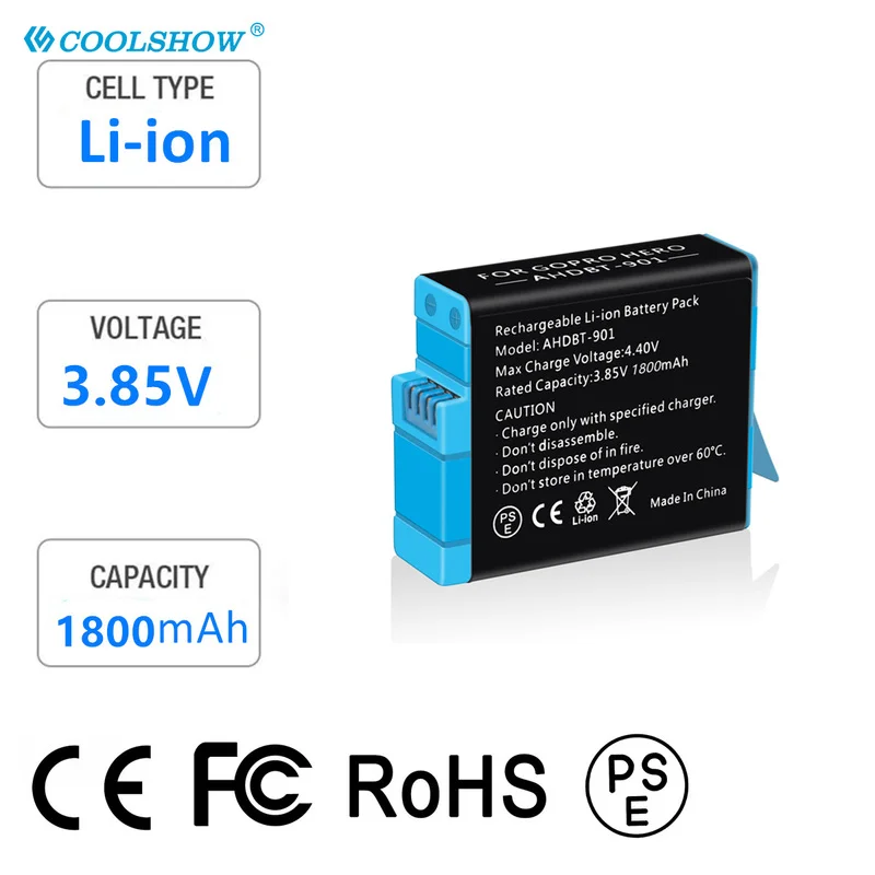 Para Gopro Hero 9 batería para Gopro Hero 10 batería negra accesorios de cámara 1800mAh para go pro Hero 9 10 baterías