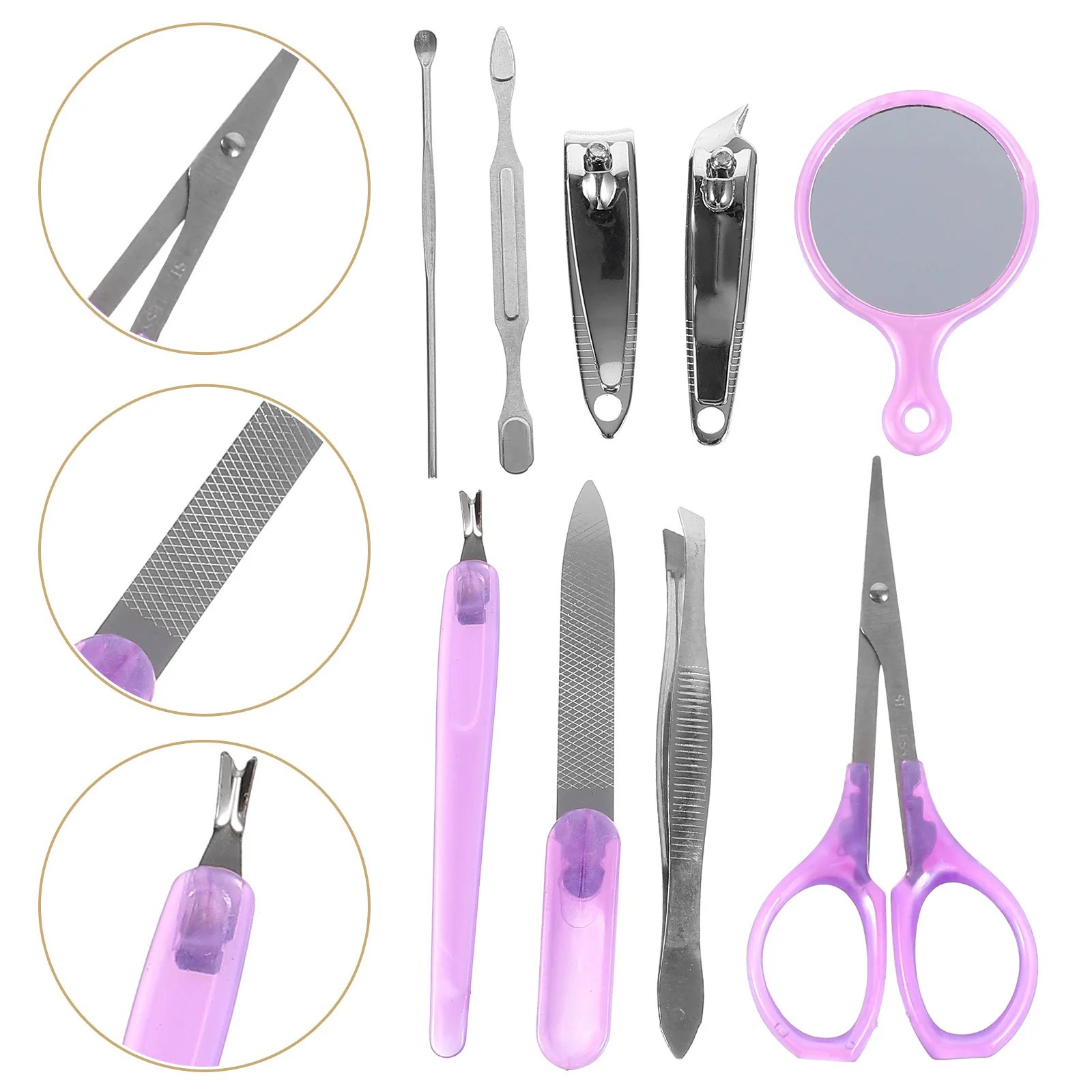 Set tagliaunghie 9 in 1 Kit portatile in acciaio inossidabile Strumenti per manicure per kit tagliaunghie da campeggio da viaggio all'aperto