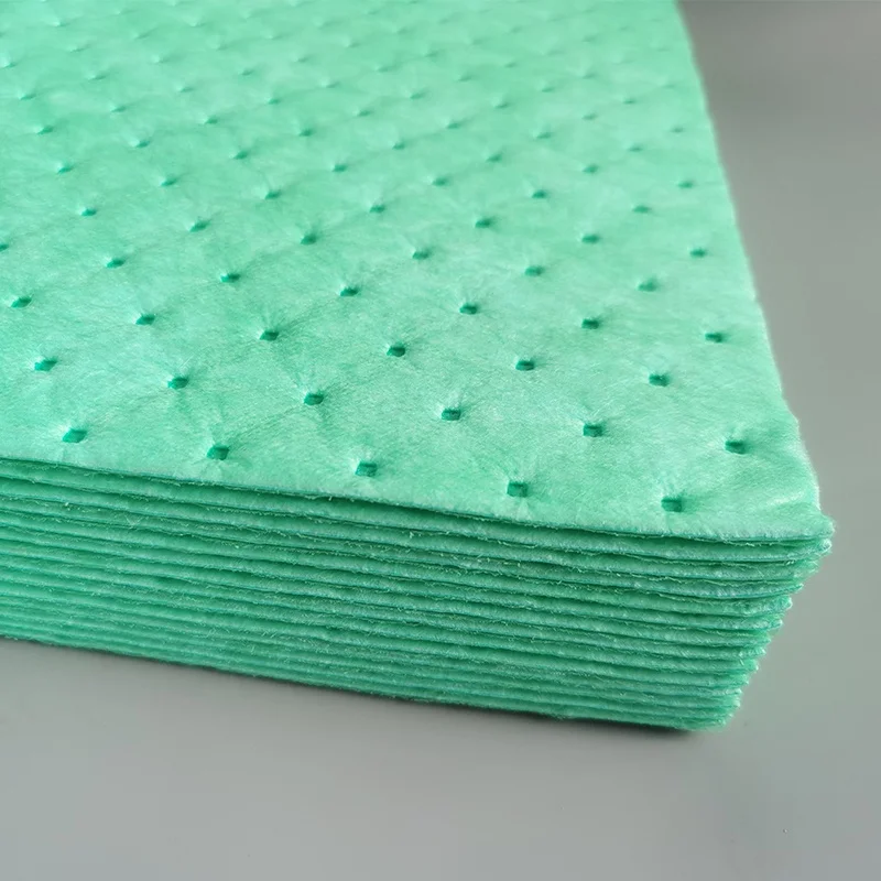 Green Color Hazmat Acid Chemical Absorbent  Pad