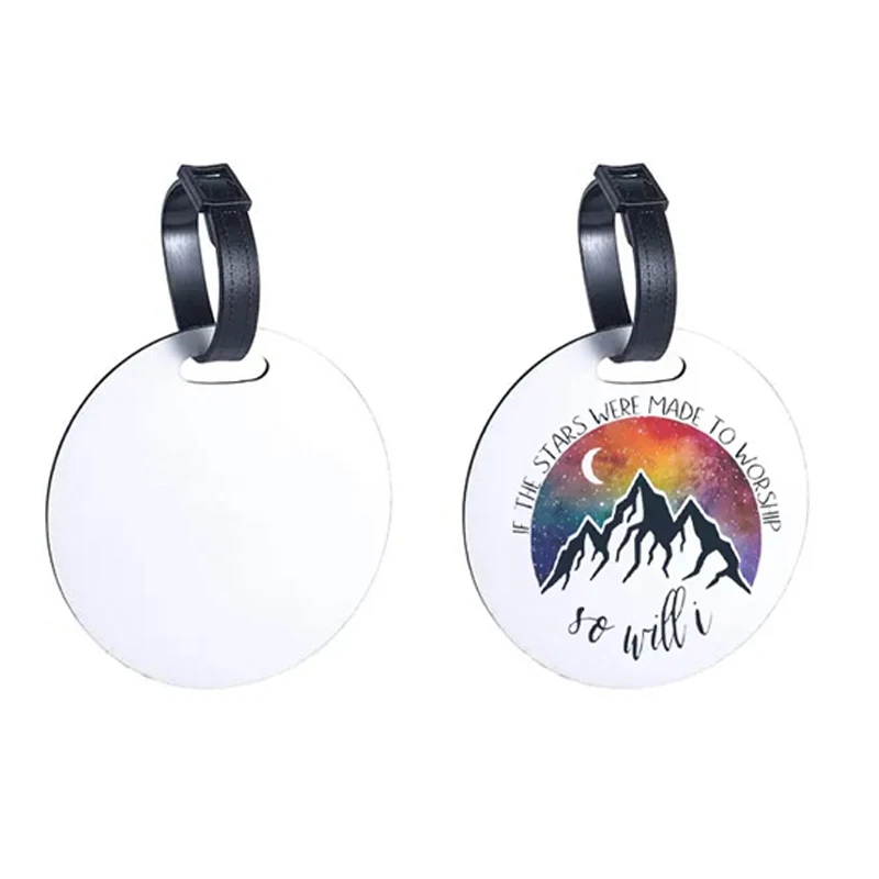 

10 шт./лот, двухсторонняя печать, полиуретановая сублимационная пустая дорожная багажная бирка с ремешком для DIY имя, удостоверение личности, идентификационная этикетка