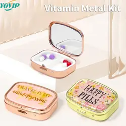 1/2 Cell Metal Pill Boxes Stainless Steel Round Pill Boxes Medicine Organizer Container Medicine Case Splitters Pill Candy Box