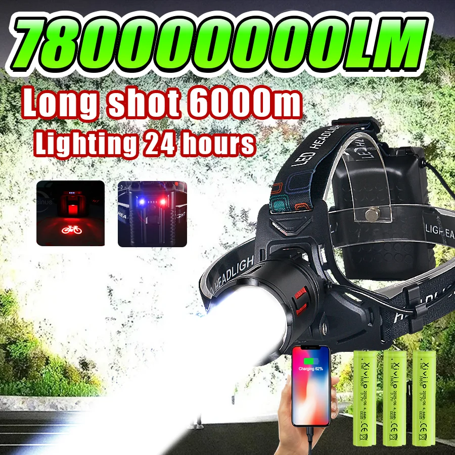 2026超強力ledヘッドランプusb充電式ヘッドトーチ超高輝度長距離ヘッド懐中電灯釣り狩猟ヘッドライト