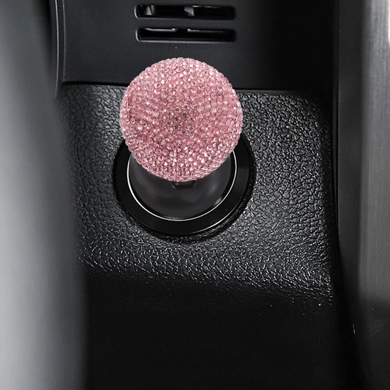 

Rocker Ball Car Interior Accessories Automatic Pink Clay Diamond-inlay One Touch Start Comfort Grip Car Push Start Button