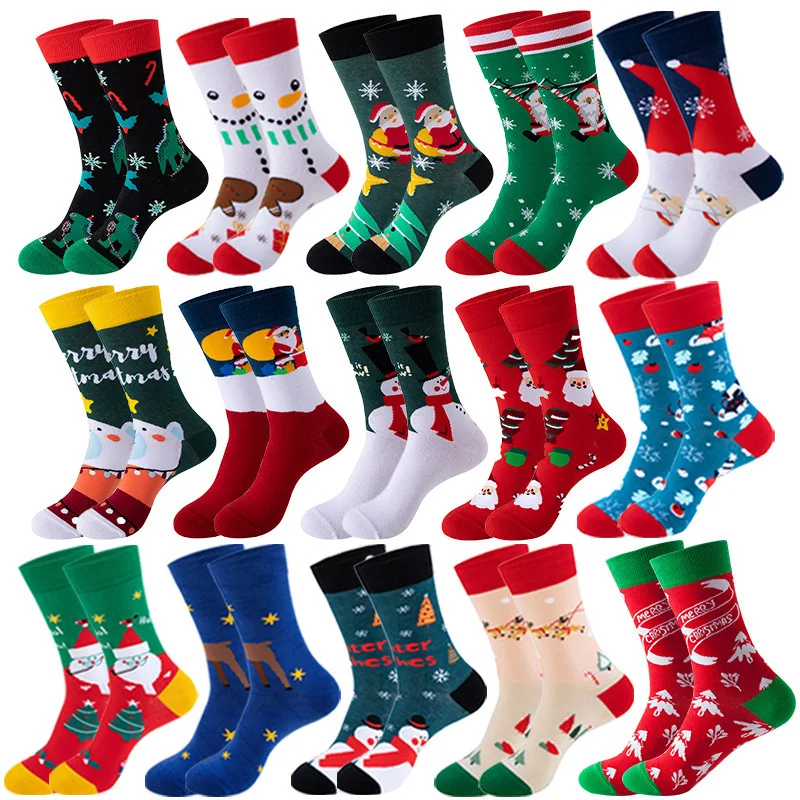 Christmas stockings, festive stockings, snowman, Christmas tree, autumn and winter long stockings, anti odor and sweat absorbing