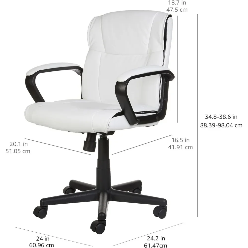 275 Pound Capacity Gaming Chair Adjustable Height/Tilt Padded Office Desk Chair With Armrests 360-Degree Swivel White Computer