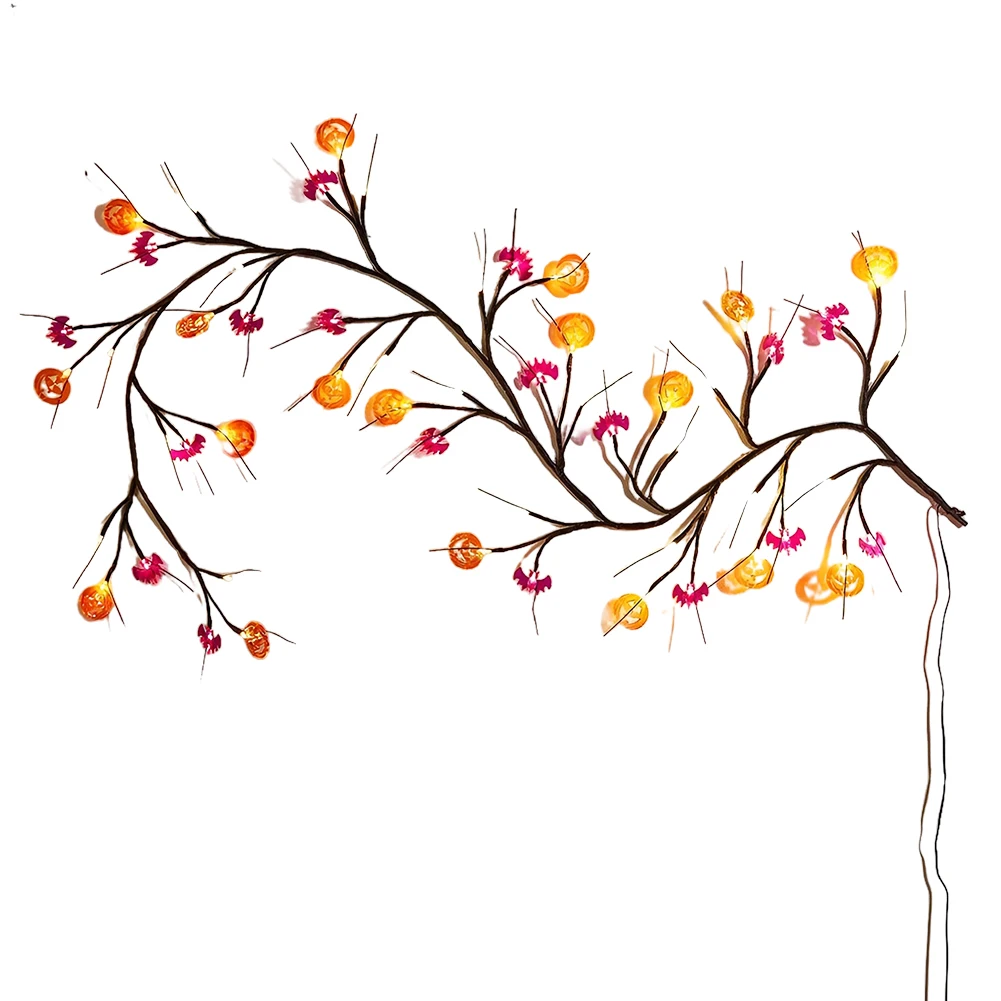 1.5/1.8M 36/96 LED Halloween Decor Willow Vine Lights Decor Garland USB Halloween Indoor Lights Spooky Halloween Decorations