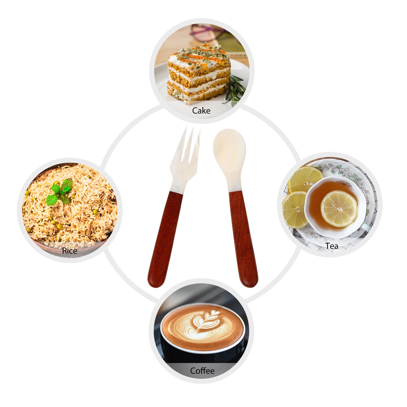 

2pcs Wooden Handle Conch Ice Cream Dessert Fork Soup Portable Lightweight Tableware Set For Home Restaurantwood Spoon Fork Table
