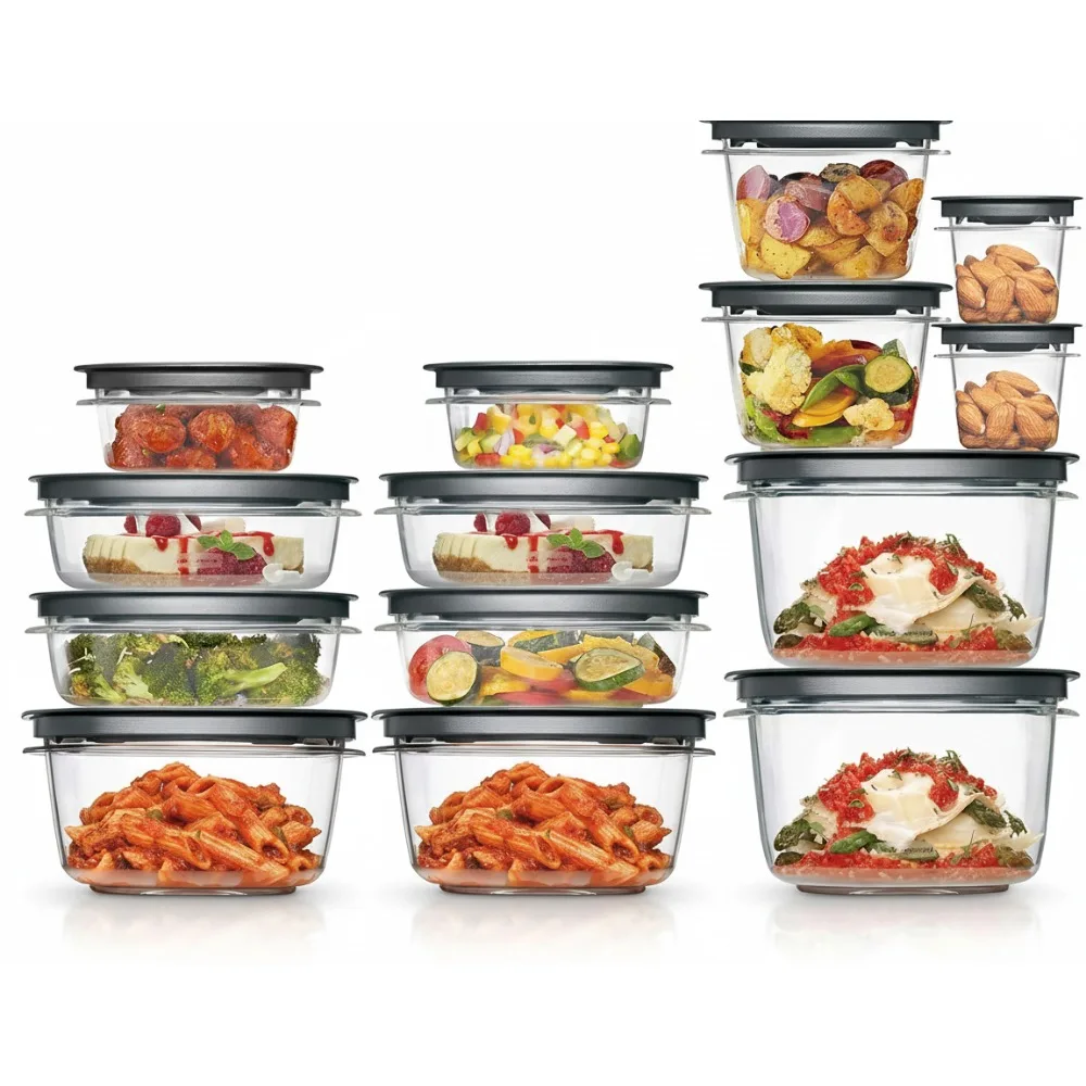 

Набор контейнеров для хранения продуктов питания из 28 предметов, прозрачный/серый, без BPA, можно мыть в посудомоечной машине и в микроволновой печи для приготовления еды и остатков