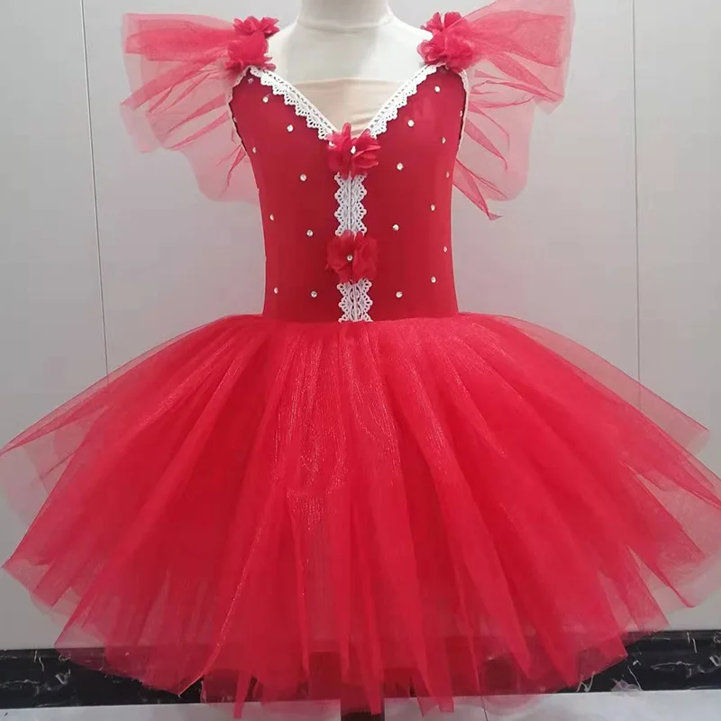 Trajes de palco doce meninas saia de gaze tutu saia pequeno cisne traje de balé