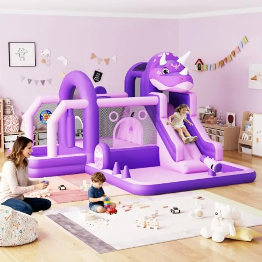 

Inflatable Bounce House for with Blower Large Jumping Castle with Slide Climbing Wall Obstacles Trampoline Indoor Outdoor Blow-