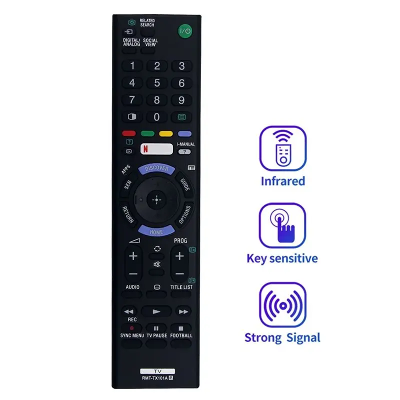A33T Remote Control RMT-TX101A Replacement for Sony TV KDL32W700C KDL40W700C KDL48W700C, Full Function, Black
