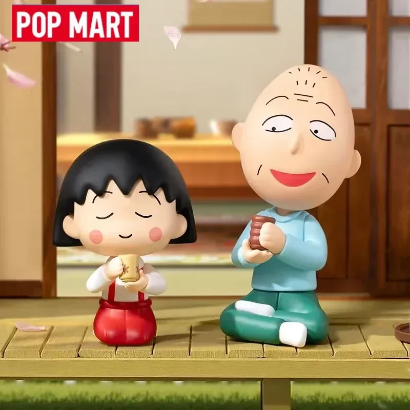 POP MART Chibi Maruko Chan 'El tiempo contigo' Serie Caja ciega Figura de acción de anime - Regalo de adorno de escritorio misterioso para niñas