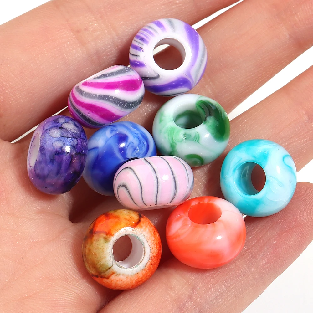30pcs Imitation Ceramic Acrylic Beads Flower Pattern Abacus Spacer Beads Mixed Color for DIY Bracelet Necklace Jewelry Making view 3