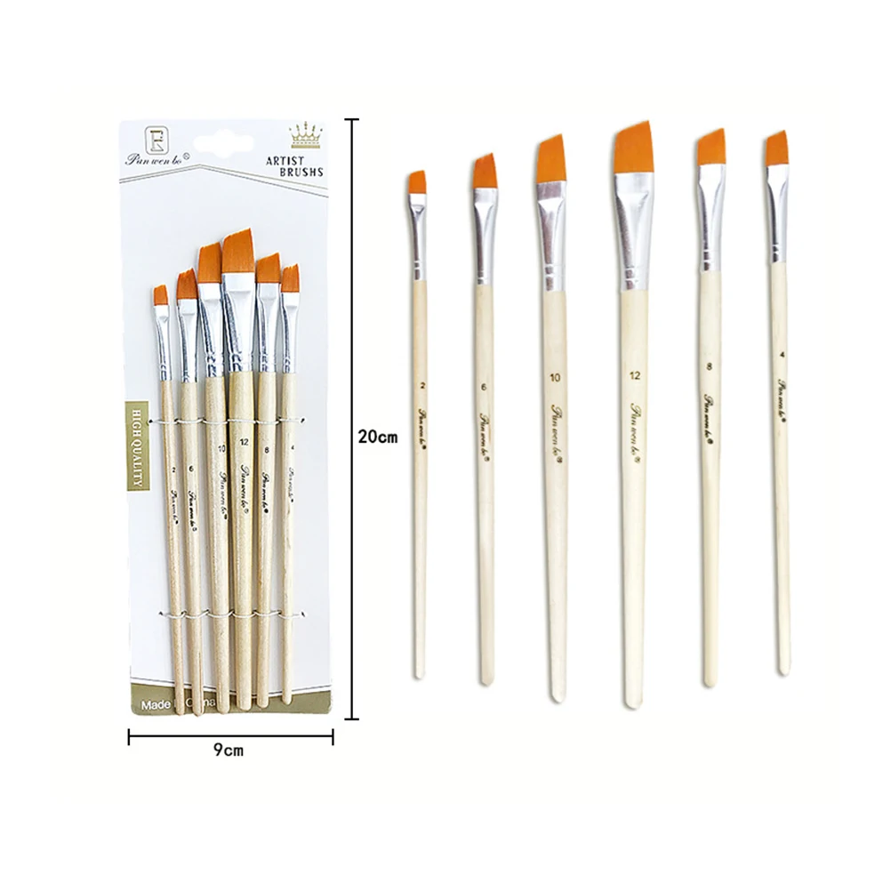 

6 Pcs Watercolor Pen Nylon Painting Drawing Brush Hazelnut Wooden Brushes
