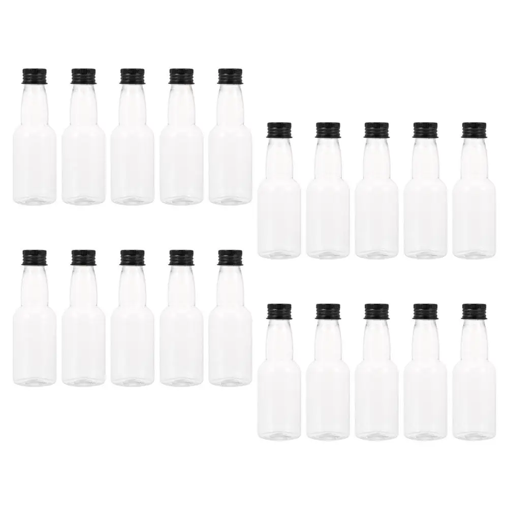 20Pcs Mini Juice Bottles Clear Plastic Empty Beverage Containers with Tight-Fit Lids for Milk Yogurt Liquor Wine Portable