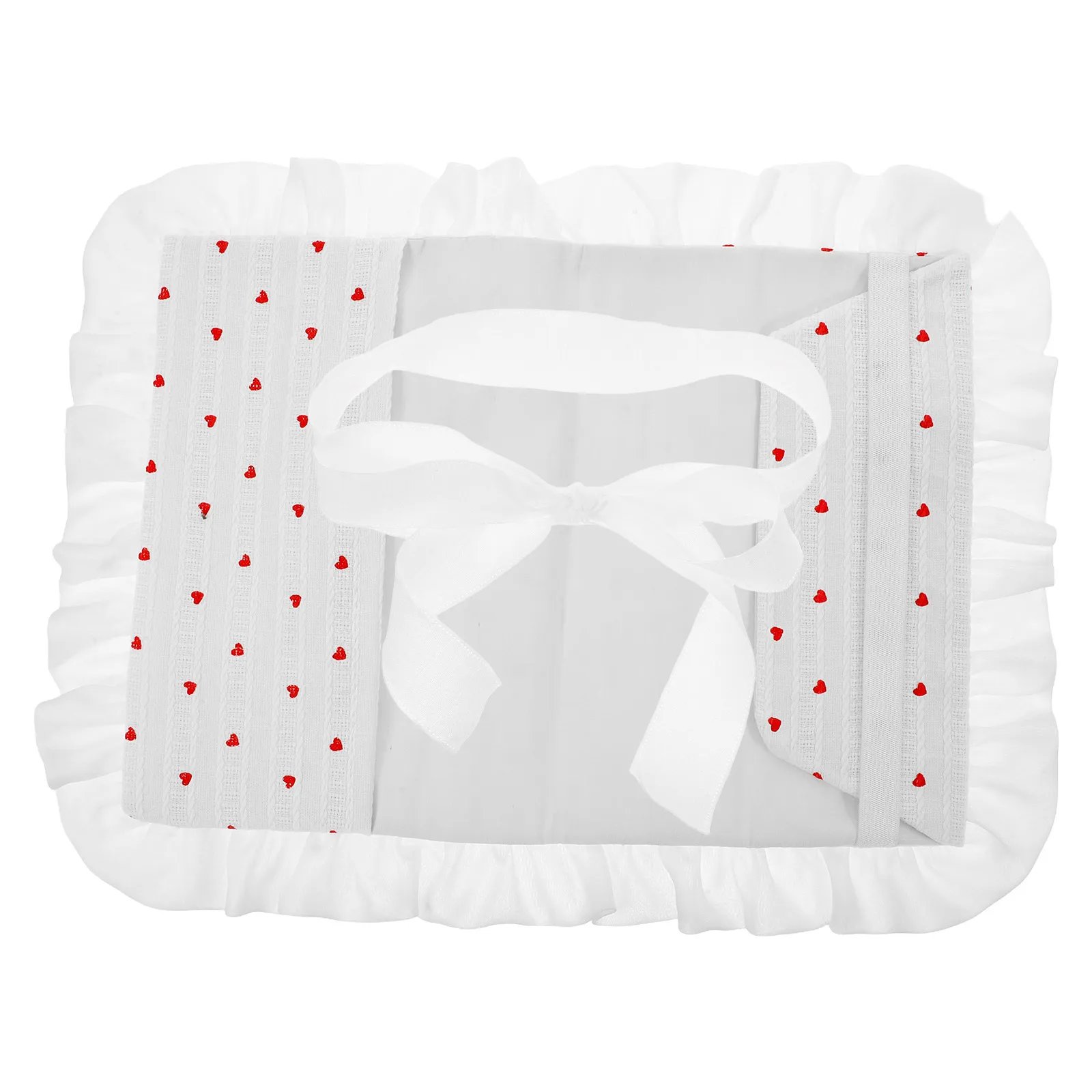 

Elegant Bow Lace Cloth Book Cover Sleeve Delicate Notebook Protector Exquisite Heart Design Stylish Accessory Fabric