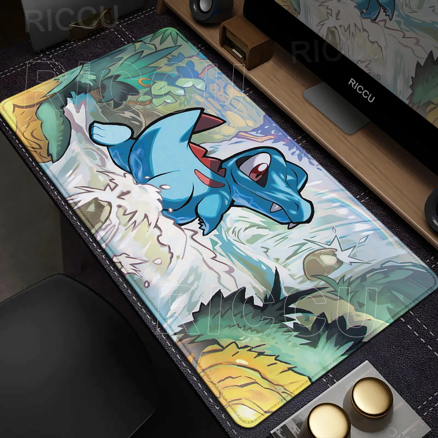 Feraligatr Totodile Mouse Pad Pokemon Gaming Accessories Computer Keyboard Gamer Rug E-sports Lock Edge Mousepad Office Desk Mat