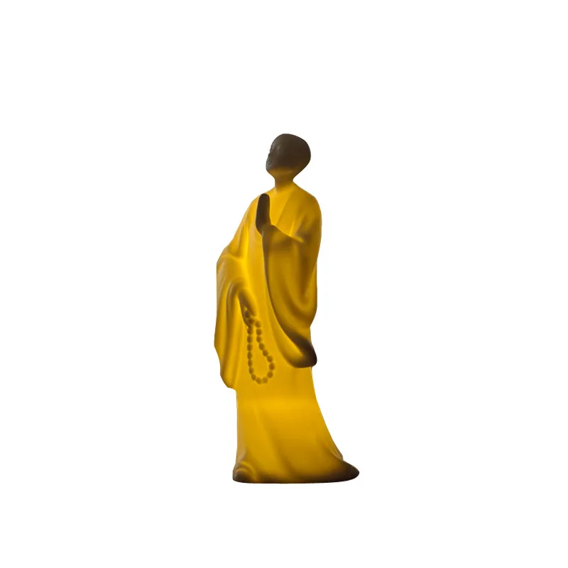 

White porcelain Chinese-style Zen monk tea pet ornament, ceramic study decoration