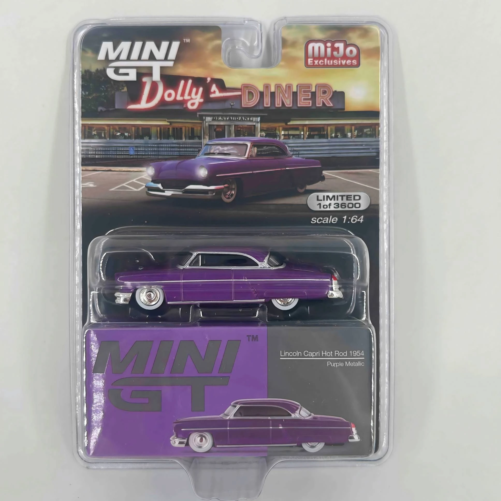 TSM MODEL MINIGT #757 1/64  Lincoln Capri Hot Rod 1954 Purple Metallic MGT00757-MJ  diecast alloy car model