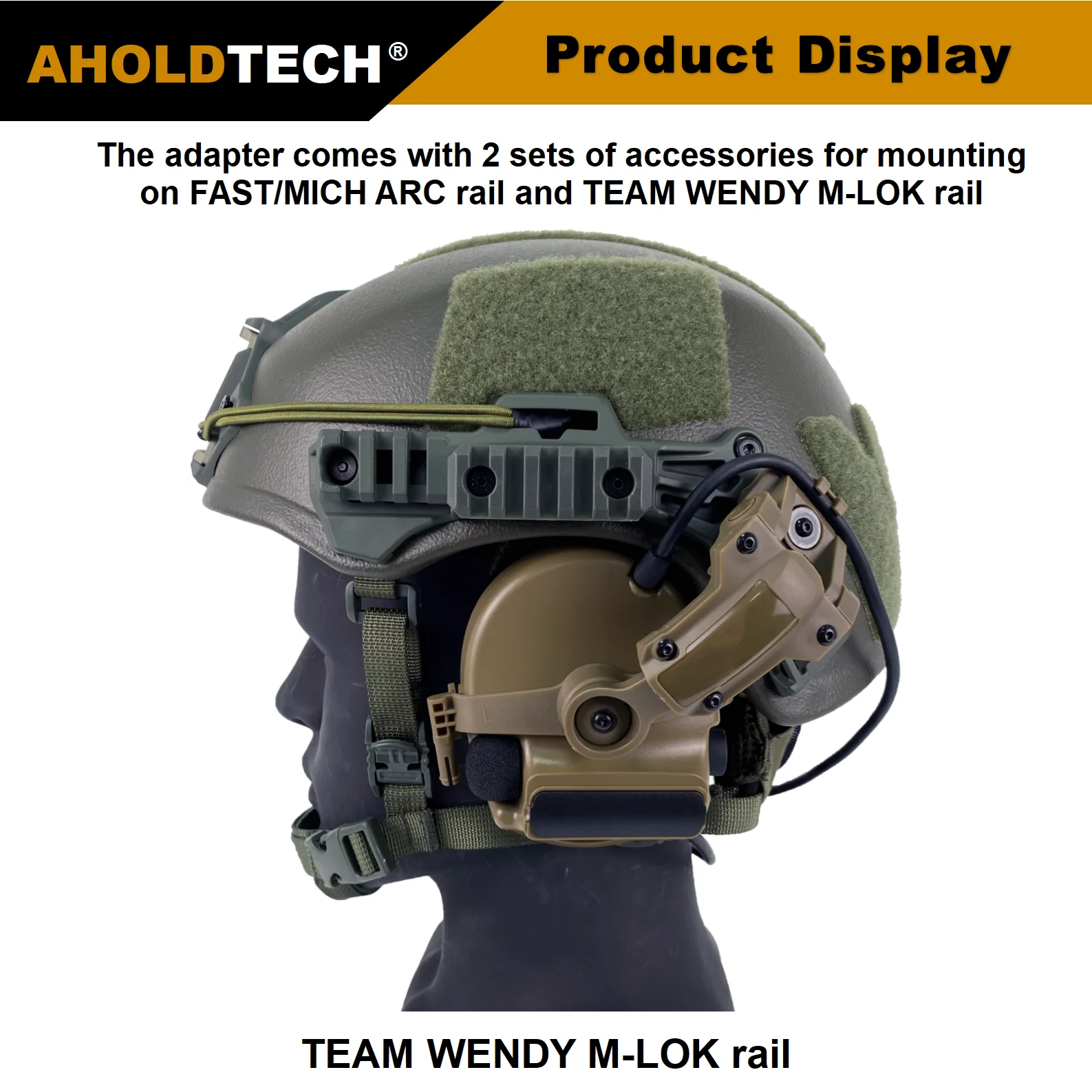 Imagem -06 - Aholdtech-tactical Headphone Titular Rápido Arc Rail Wendy M-lok Rail Adapter Suporte de Headphone Cinta para Comtac Esporte Caça Headset