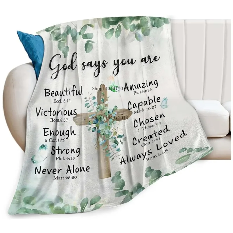 

Одеяло с крестом «Бог говорит, что вы вдохновляющий религиозный подарок для женщин и мужчин», супер теплое мягкое одеяло