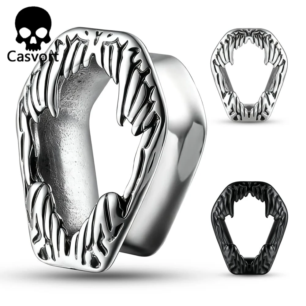 Casvort 2 Stück 316 Edelstahl Punk stilvolle Sarg Ohrmessgeräte Tunnel Expander Piercing Körperschmuck coole Ohrstecker
