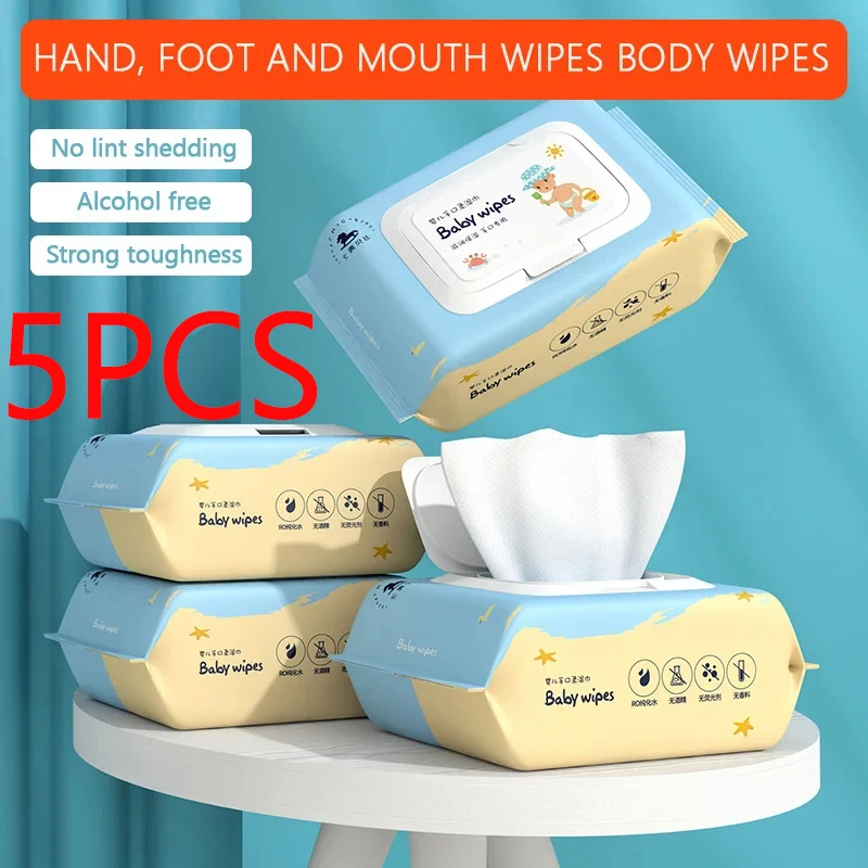 1/2/3/5PCS Baby Newborn Wipes Wet Tissue Non-alcohol Paraben-free Wipe Tisu Basah Bayi Hand, Foot and Mouth Wipes Body Wipes