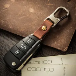 Handmade Genuine Leather Car Key Chain Key Holder Organizer Car Interior Key Fob Gadget Black Brown Decor Keychain Vintage Style