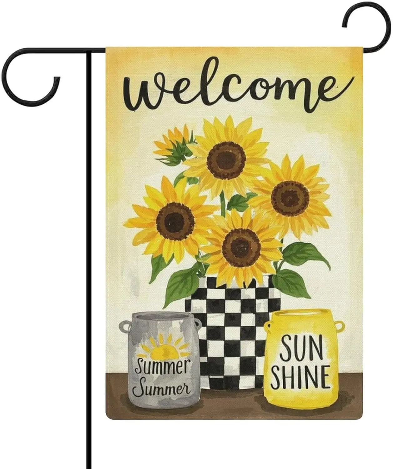 Sunflower Welcome 2 Garden Flag 12x18 Inch Double Sided for Outside Small Burlap Welcome Yard Decorations AAO