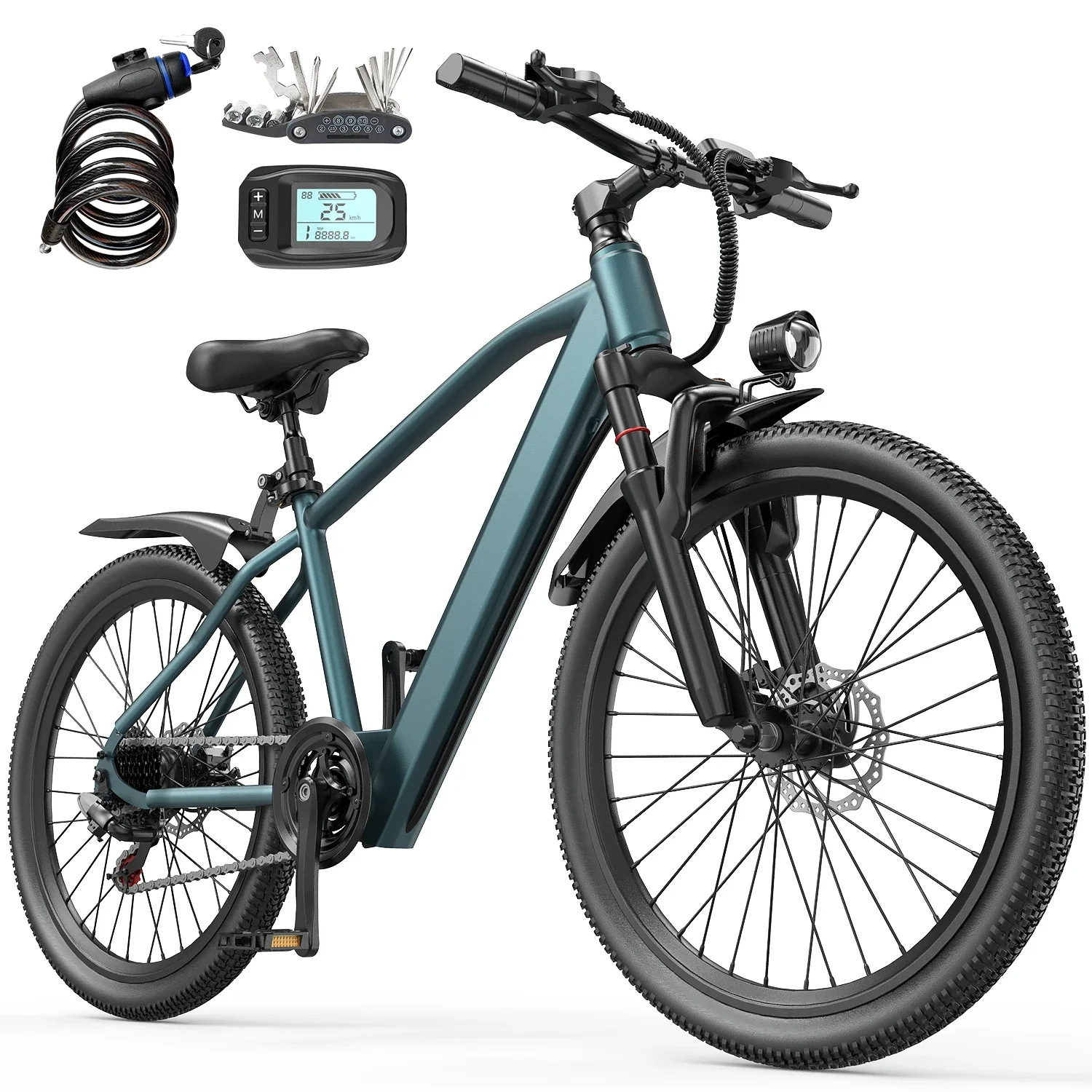 Aairsk GT300 Electric Bike For Adult Peak Power 540W 36V10AH Battery Smart LED Display Electric Bicycle 26" Tire Commuter E-Bike image 3