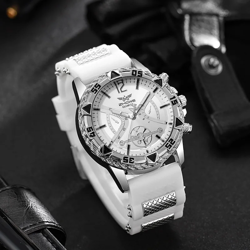 Light luxury business bar scale dial silicone quartz watch suitable for birthday gifts, daily wear, anniversary gifts, etc