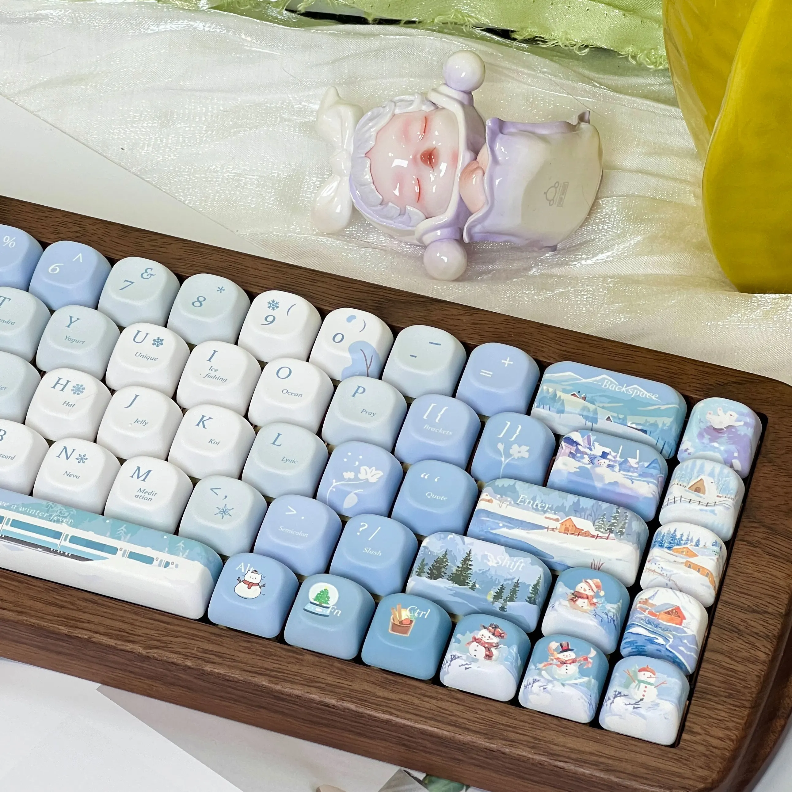

MOA Keycap Set 120 Key Blue Gradient PBT Cute Blue Personalized Keyboard Cap Chreey Profile Key Cap for Mechanical Keyboard