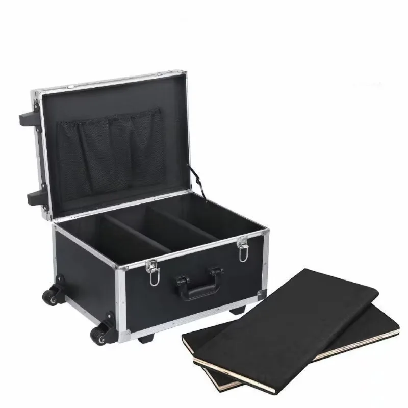 Silver Black Hard Shell Suitcase Suitcase with Divider and DIY Foam Insert Aluminum Flight Case with Equipment Wheels