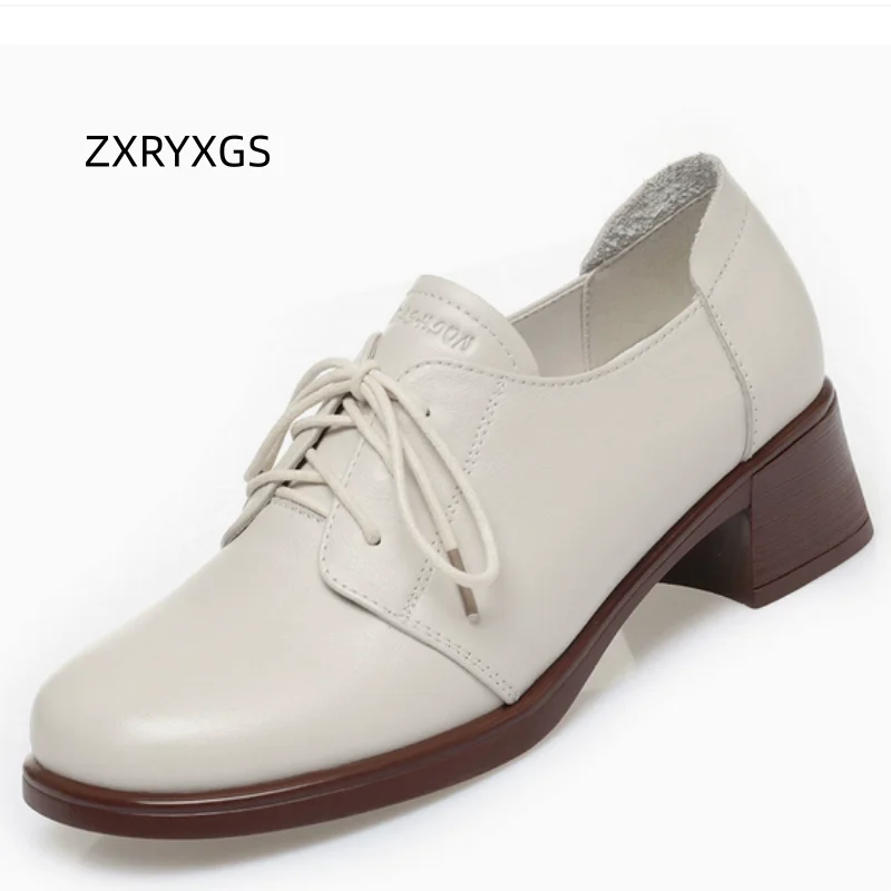 ZXRYXGS 2024 Plus Size Classic Women Shoes High Heels Elegant Fashion Shoes Plus Velvet Warm Winter Shoes Genuine Leather Shoes