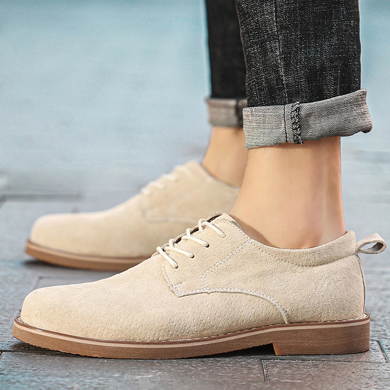 derby shoe Oxford Men Shoes lace up Suede Leather Spring Autumn Casual Men Shoes outdoor fashion Male Dress Shoes