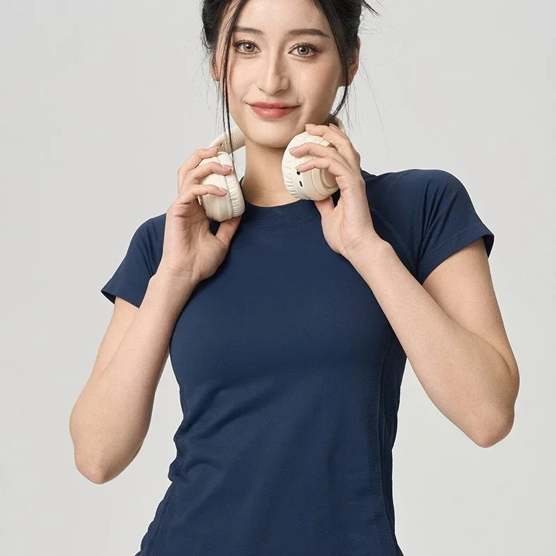 

Спортивная футболка Lemon для бега и фитнеса, с коротким рукавом, тонкая, быстросохнущая, влагоотводящая, дышащая, комфортная одежда для йоги