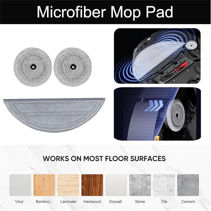 استبدال وسادات الممسحة Stable-6 قطعة لـ Roborock Saros 10 / G30 / Roborock S9 Maxv Ultra أجزاء المكنسة الكهربائية وسادة تنظيف قابلة للغسل