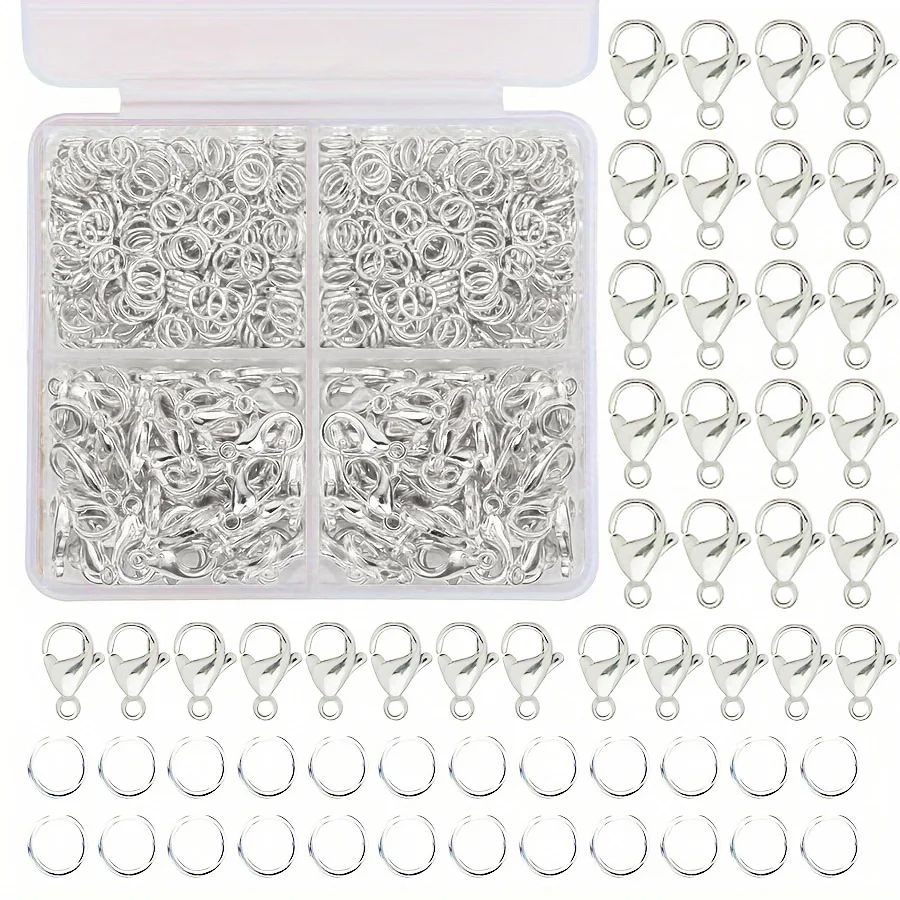 Box Diy Schmuck Materialien Zubehör Karabinerverschluss Biegeringe Ohrringverschlüsse Stopper Crimp Tube Clamshell Bead Flat Head Eye Pin